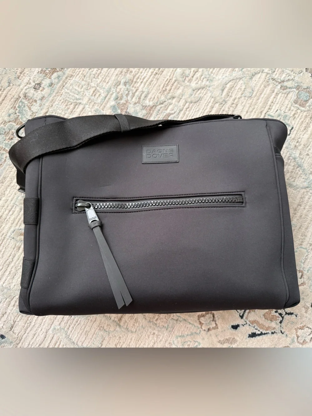 Wade Dagne Dover Black Diaper Tote with Crossbody Strap